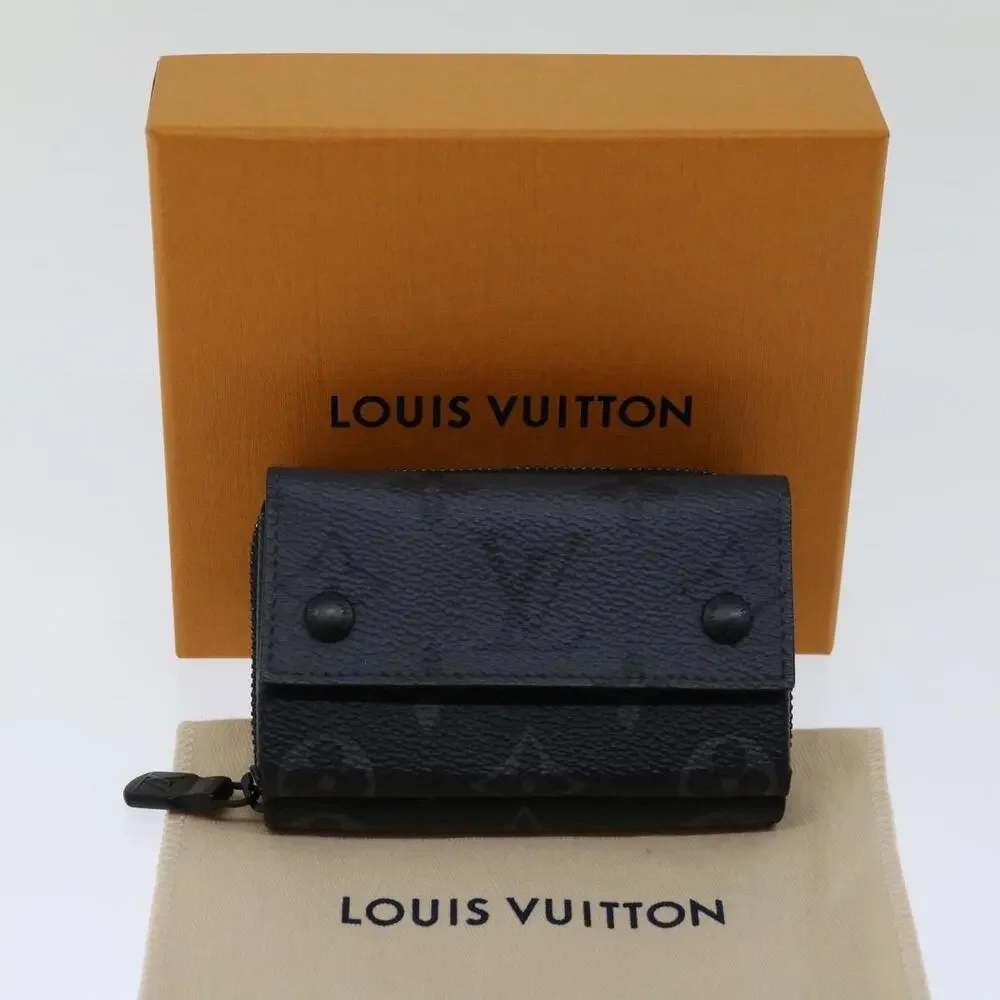 Louis Vuitton Monogram Eclipse Discovery Compact Wallet Black